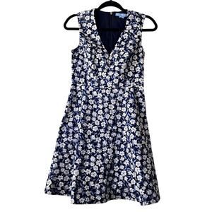 Draper James Womens‎ Sleeveless Blue White Floral Dress Size 0